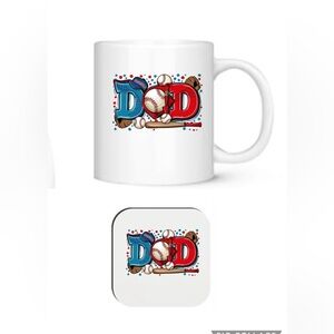 Dad baseball coffee mug with coaster